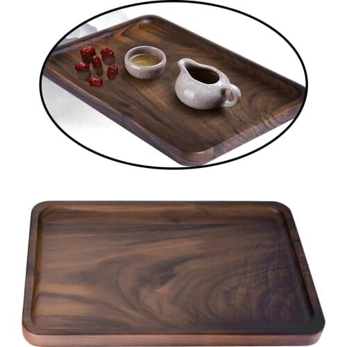 1pcs Black Walnut Wooden Rectangle Storage Tray Tea Tray Dinner Plates Home Kitchen Tableware