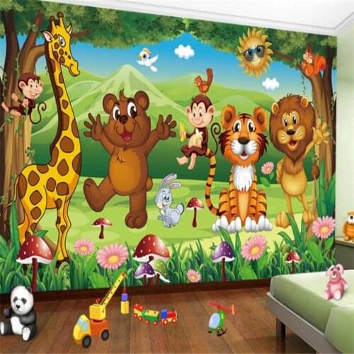 Beibehang Custom 3D Photo Mural Wallpaper For Kids Room Animal Cartoon Children House papel de parede 3D Mural Bedroom Wallpaper