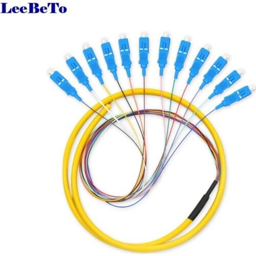 5PCS/LOT 1.5m (4.92ft) SC UPC 12 Fibers OS2 Single Mode Bunch PVC (OFNR) 0.9mm Fiber Optic Pigtail
