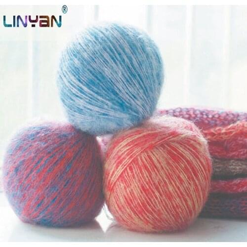 50g Plush Fine mohair Double spell colorful mohair crochet thread super bulky yarn arm knitting yarn warm hands sweater zl4