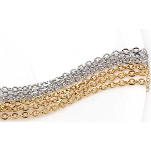 6PC 50cm/long DIY Jewelry Findings Necklace Chain Bulk Link Long Cross Real Stainless Steel Necklace Chain For Christmas Gifts