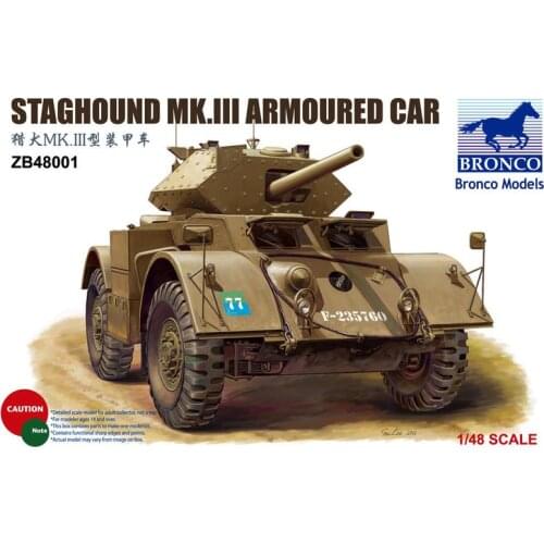 BRONCO ZB48001 1/48 Staghound MK III Armoured Car - Scale Model Kit