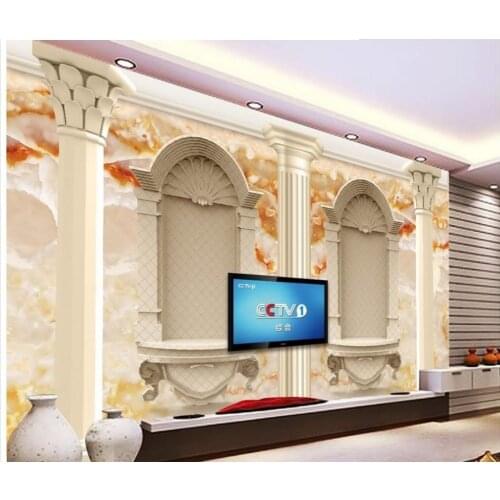 Home Decoration Marble Roman pillars European background wall jade textures murals window mural wallpaper