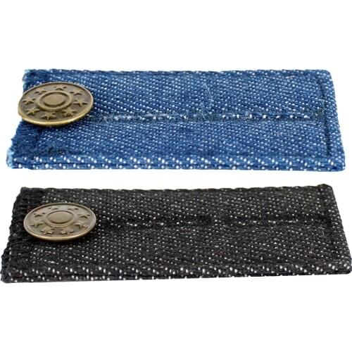 2x Denim Jeans Pants Skirt Waist Extender Button Waist Expander Blue Black