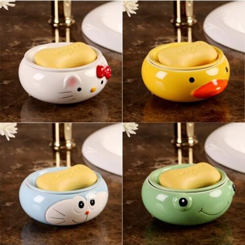 Soap dish soap container Soap dish soap container Ceramic creative water separation toilet household non perforated soap box