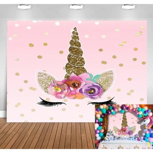 Unicorn Backdrop Photo Studio Rainbow Kids Girls Happy Birthday Colourful Decor Children Adult Background Photobooth