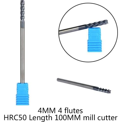 4mm Milling Cutter with 4 Flutes Tungsten Carbide Straight End Extra Long Shank 100mm Woodworking Tools