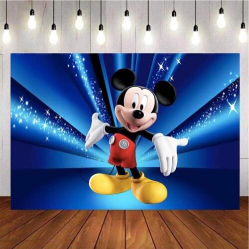 Cartoon Blue Shimmer Mouse Photography Background Backdrop Kids Birthday Party Decoration Wallpaper Tapestry Photo Studio