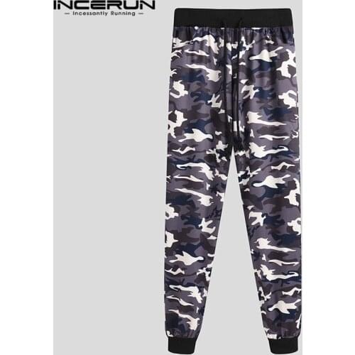 INCERUN Men Pants Fitness Workout Gyms Pantalon Joggers Sweatpants Man Camouflage Track Pants Autumn Baggy Cargo Trousers S-3XL
