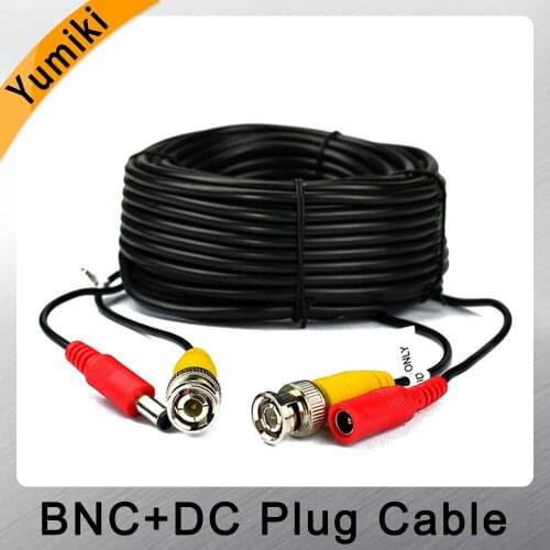 Yumiki BNC DC Plug Cable 5m/10m/15m/20m/30m/40m/50m CCTV Video in/Output Cable for AHD TVI CVI Analog System DVR Kit Accessories