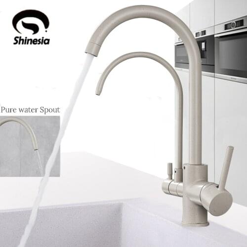 Shinesia Bathroom Kitchen Purification Faucet Deck Mounted 360 Degree Rotation Hot and Cold Water Mixer Tap Drinking Water Crane
