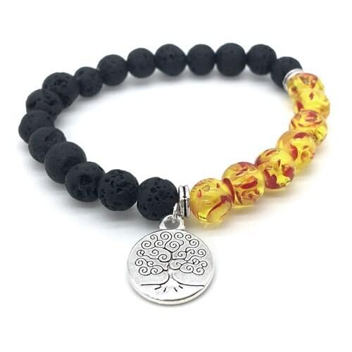 Szelam 8mm Natural Stone Colorful Bracelet for Women Men Seven Chakra Yoga Bracelets Tree Of Life Bracelets 190099