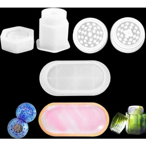 Round Jar Mold and Spice Grinder Silicone Epoxy Casting Mold for DIY Herb Spice Crusher Resin Decoration