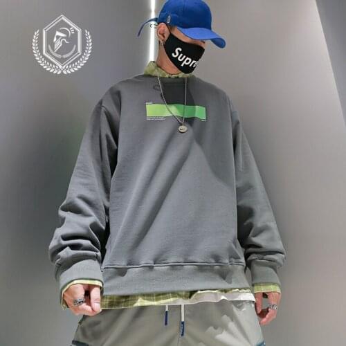 Men Fashion Loose Print Casual Pullover Hip Hop Sweatshirts