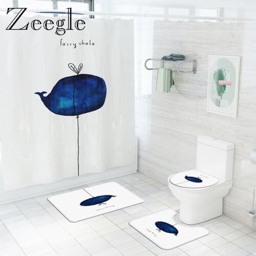 Nordic Style Bathroom Bath Mat Set Waterproof Shower Curtain Absorbent Toilet Seat Cover Mat Anti-slip Foot Rug Toilet Carpet