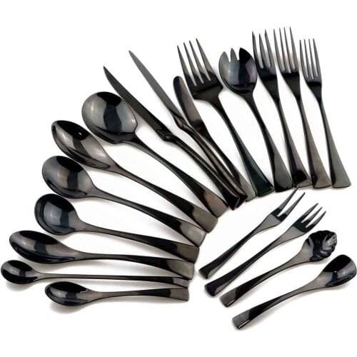 1-Piece Black Cutlery Set 18/10 Stainless Steel Dinnerware Western Tableware Sets Fork Steak Butter Knife Cake Fruit Fish Forks