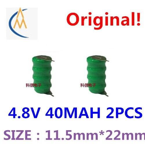 2PCS Button nickel metal hydride rechargeable batteries/buttons 40 mah foot 4.8 V belt welding backup using PCB backup route