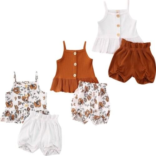 New Toddler Kids Baby Girls Vest Shirt Top Pnats Shorts Outfits Clothes Sunsuit