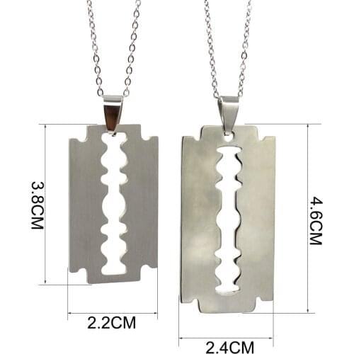 Unisex Stainless Unique Steel Razor Blade Shaped Pendant Necklace Men Hip Hop Dog Tag Necklaces Brand New Women Pendants