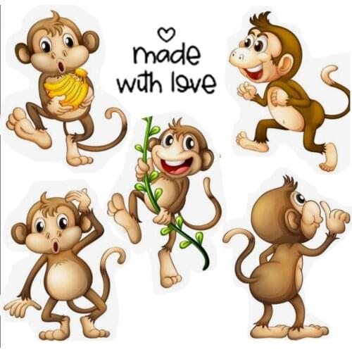 Monkeys animals pattern Stamp And metal die Scrapbooking Alphabet Stamp Embossing Craft Silicone Transparent Stampstampons