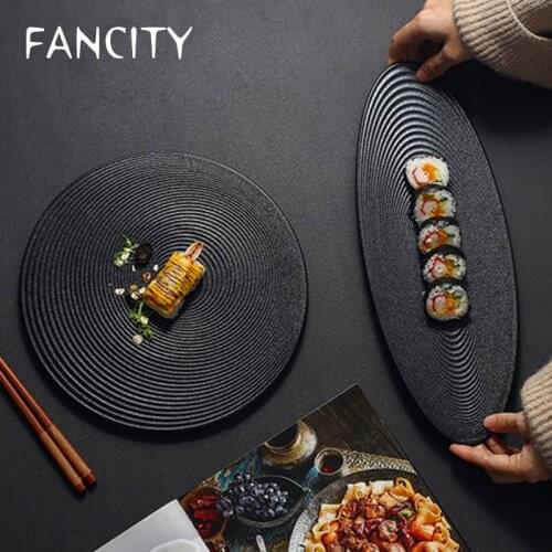 FANCITY Japanese-style flat plate sushi plate creative personality rectangular round arranging plate dessert plate cake plate