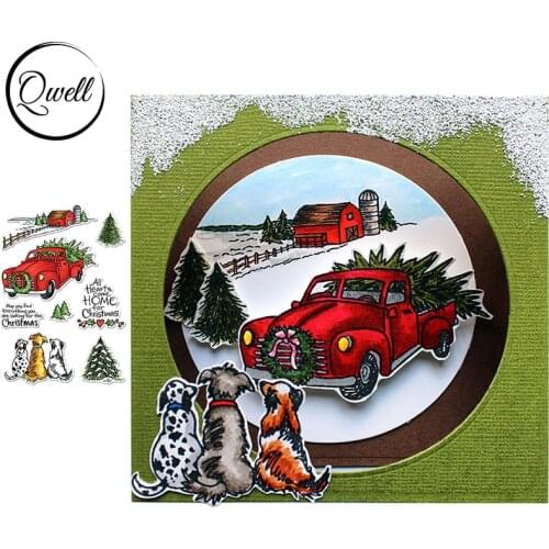 QWELL Clear Transparent Stamps Village Road Car Tree Dogs Mixed Christmas Element For DIY Scrapbooking Craft Paper Cards 2020