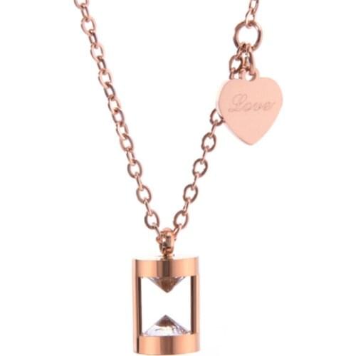 Luxury Famous Brand Jewelry Rose Gold Stainless Steel Hourglass Love Necklace Not Fade