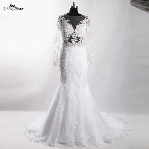 RSW924 Robe Sexy Mermaid Wedding Dress Long Sleeve Backless Lace Wedding Dresses 2016
