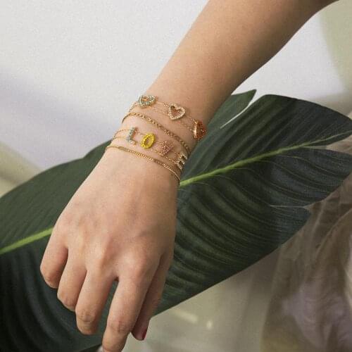 Somsoar Jewelry Fashion 4pcs/set Romantic Bracelet Artifical Crystal Love Bracelets for Women as Gift 10sets/lot