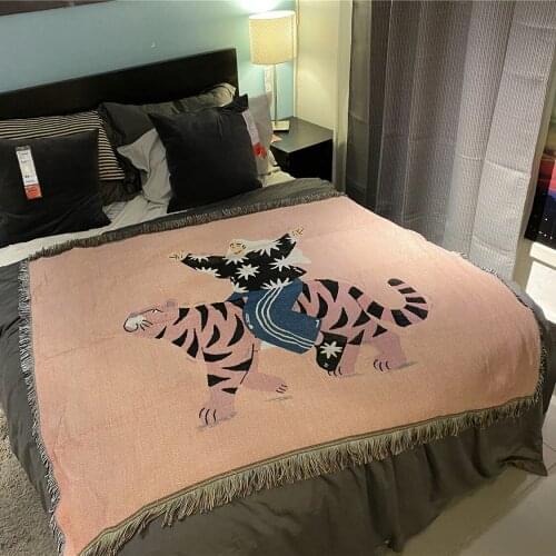 Aggcual Retro Bohemia Knitted throw blanket for bed sofa cover Man and Tiger Nordic sofa blankets Bedspread Travel Picnic mat