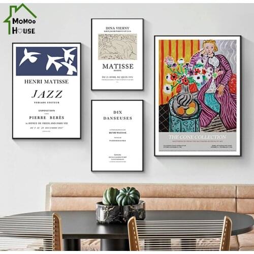 Vintage Henri Matisse Figure Flower Bird Plant Canvas Painting Abstrcat Wall Art Poster Retro Picture for Interior Decor