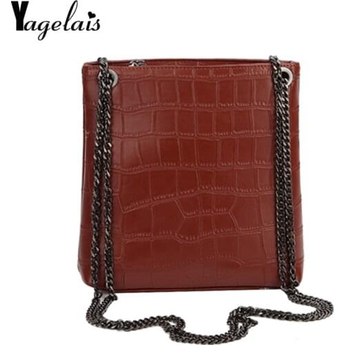 Vintage leather Stone Pattern Crossbody Bags For Women 2019 New Shoulder Bag Fashion Handbags and Purses Zipper Bucket Bags
