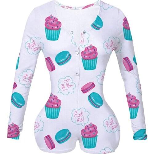 Women Custom Made Eat me Sublimation Print Summer Long Sleeves Onesie