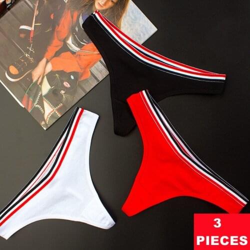 3PCS/SetNew Arrival Sexy Women Sporty Style Cotton Thongs Panties G-String Fashion Underwear Female Seamless Underpants Lingerie