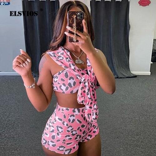 Sexy Tube Top Leopard Print Three-Piece Suit Autumn Long Sleeve Hooded Top and Shorts Suit Womens Casual Streetwear 3 Piece Set