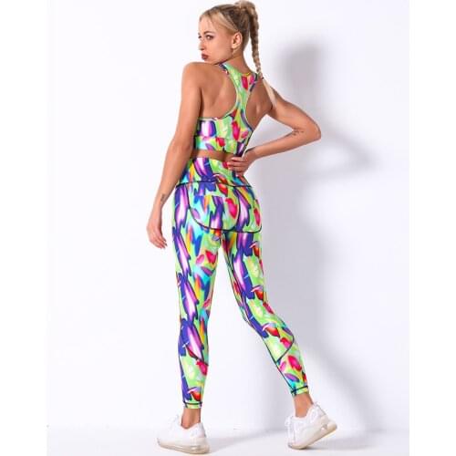 2021 Yoga Bra Hip-lifting Running Sports Fitness Women Sport Bra Legging Set Stretched Floral Printing High Waist Wearsuit