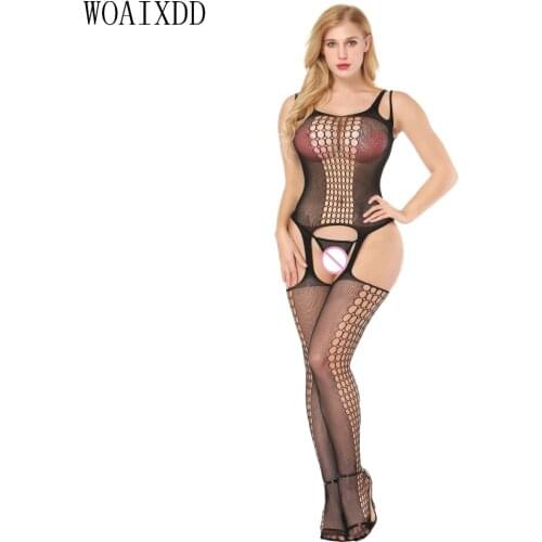 Women Sexy Bodystocking Sling Jacquard Transparent Open Crotch Lingerie Femme Erotic Underwear Adult Intimate Leotard