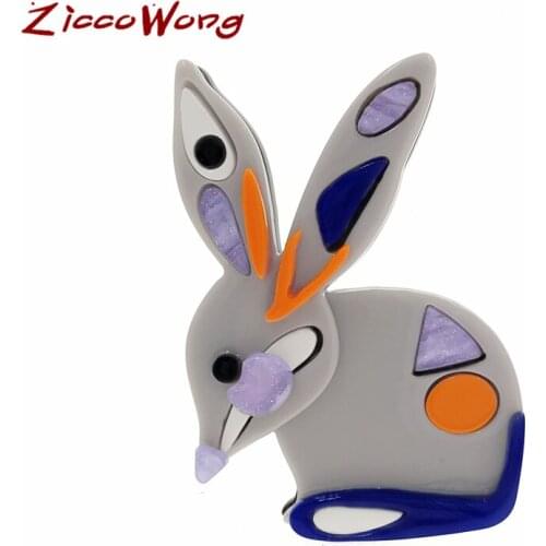 ZiccoWong Fashion Lovely Rabbit Brooch Pins for Women Girl Kids Acrylic Animal Cute Party Brooch Lapel Chirstmas Gift Jewelry