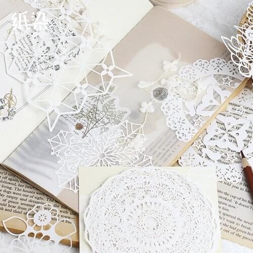 1pack Retro Background Material Paper Vintage Hollow Lace Paper DIY Scrapbooking Projects Label Diary Album Bulleti Journal