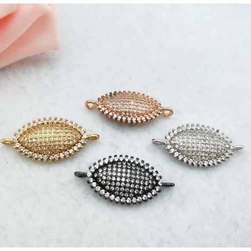 10 Pieces CZ zircon Micro Pave lucky eyes Connector Double Bails Beads Charm for DIY Bracelet necklace Jewelry Finding CT415