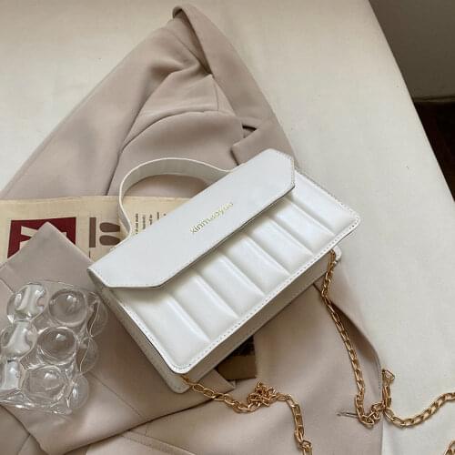 2021 Summer Casual Trend Chain Handbags For Women High Quality Pu Leather Simple Shoulder Bag Female Retro Ladies Crossbody Bag