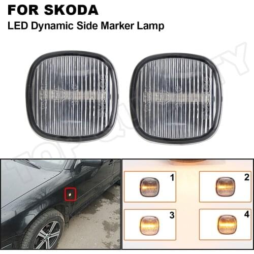 2x Dynamic LED Turn Signal Side Marker Light Indicator For Skoda Octavia Fabia Superb Roomster Seat Cordoba Ibiza Audi A3 A4 A8