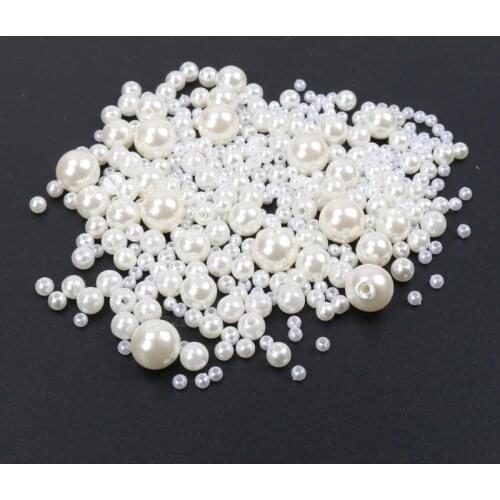 3/4/5/6/8/10/12/14mm Round Acrylic Imitation Flatback Pearl Beads for Jewelry Making Nail Art Phone Dec
