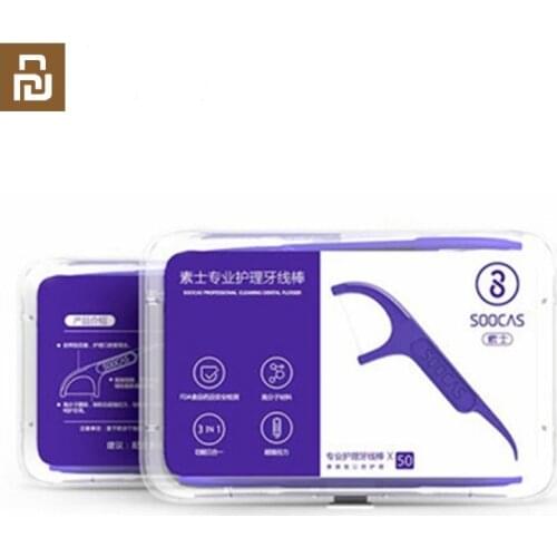 50pcs/box Youpin Soocare Professional Superfine DentalFoss Ergonomic Design FDA Testing Food Grade Tooth Clean Accessory