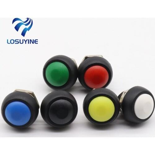 6PCS 12mm Waterproof Momentary Push button Switch OFF-(ON) Self Return