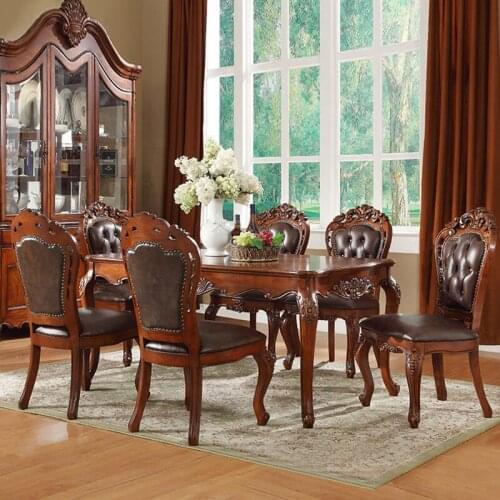 American rural solid wood dining table and chair combination dining table small family square table and chair
