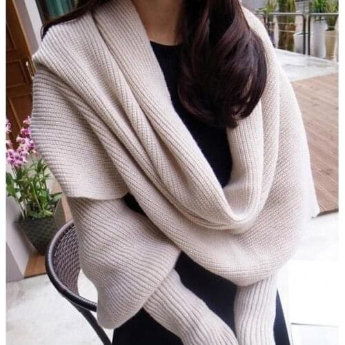 Europe and American style new winter wool scarves for men and women with sleeves knitted scarf thick warm high-end fashion