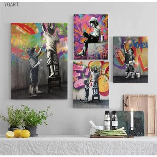 Graffiti Street Artwork Canvas Paintings Abstract Kids Wall Art Pictures Home Decor Bansky Art Posters and Prints for Hone Decor