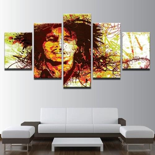 HD Canvas Print Art Painting Abstract Pop Art Singer Portrait Head Picture Poster For Living Room Wall Decor 5 Pieces