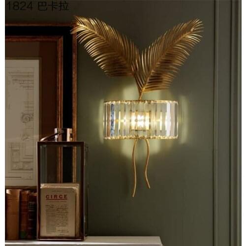 Postmodern crystal wall lamp creative Nordic light luxury living room background wall bedroom bedside model room decorative lamp